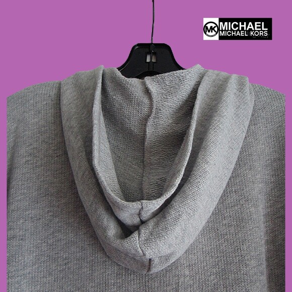 MICHAEL Michael Kors NEW Light Academia Lace-Up Slits Backtail Hoodie Sweater M - Picture 9 of 12